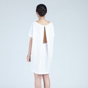 Kaarem Angle Mini Dolman Open Back Dress White XS